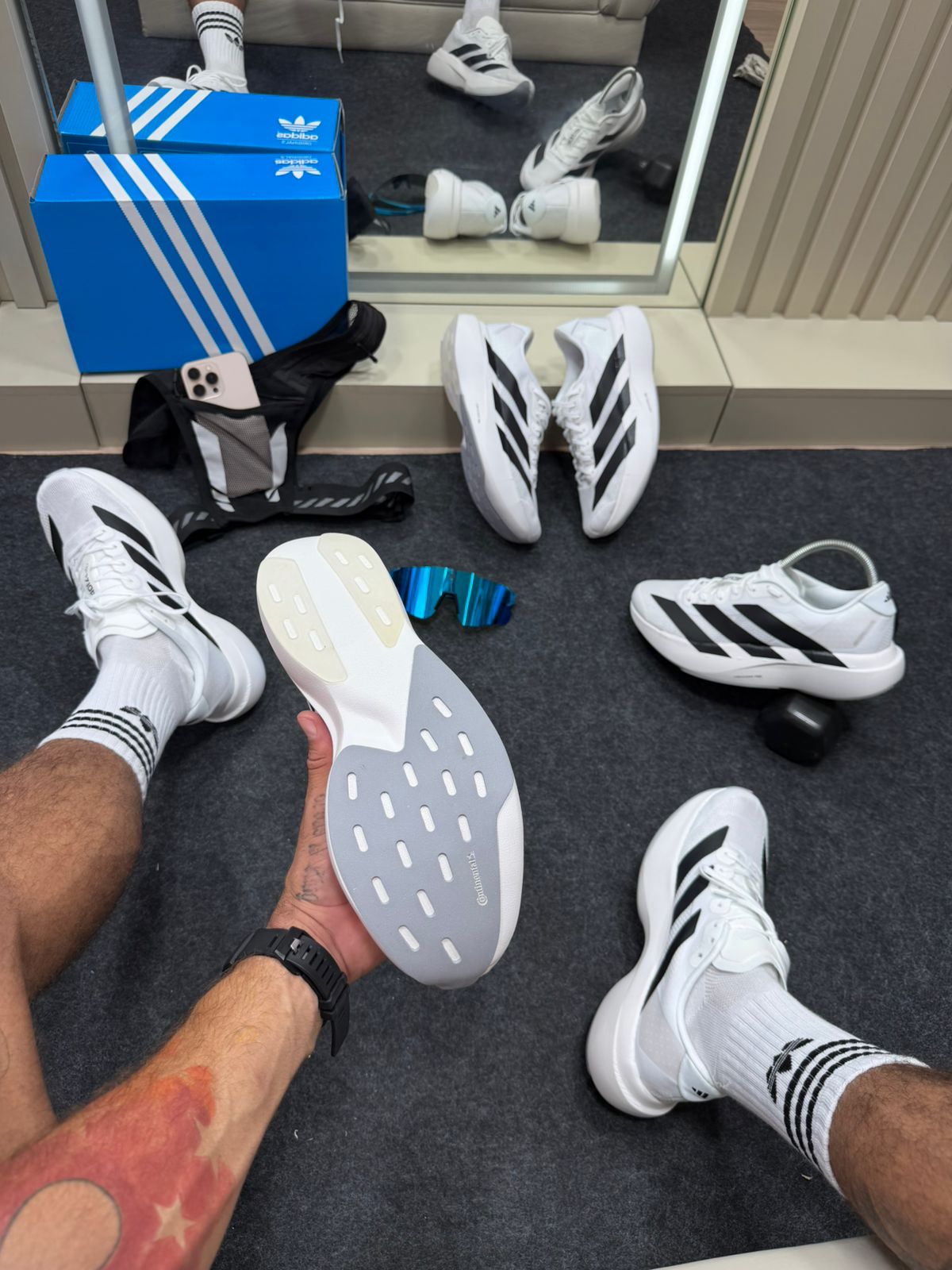 Adidas Adizero Branco e Preto Masculino