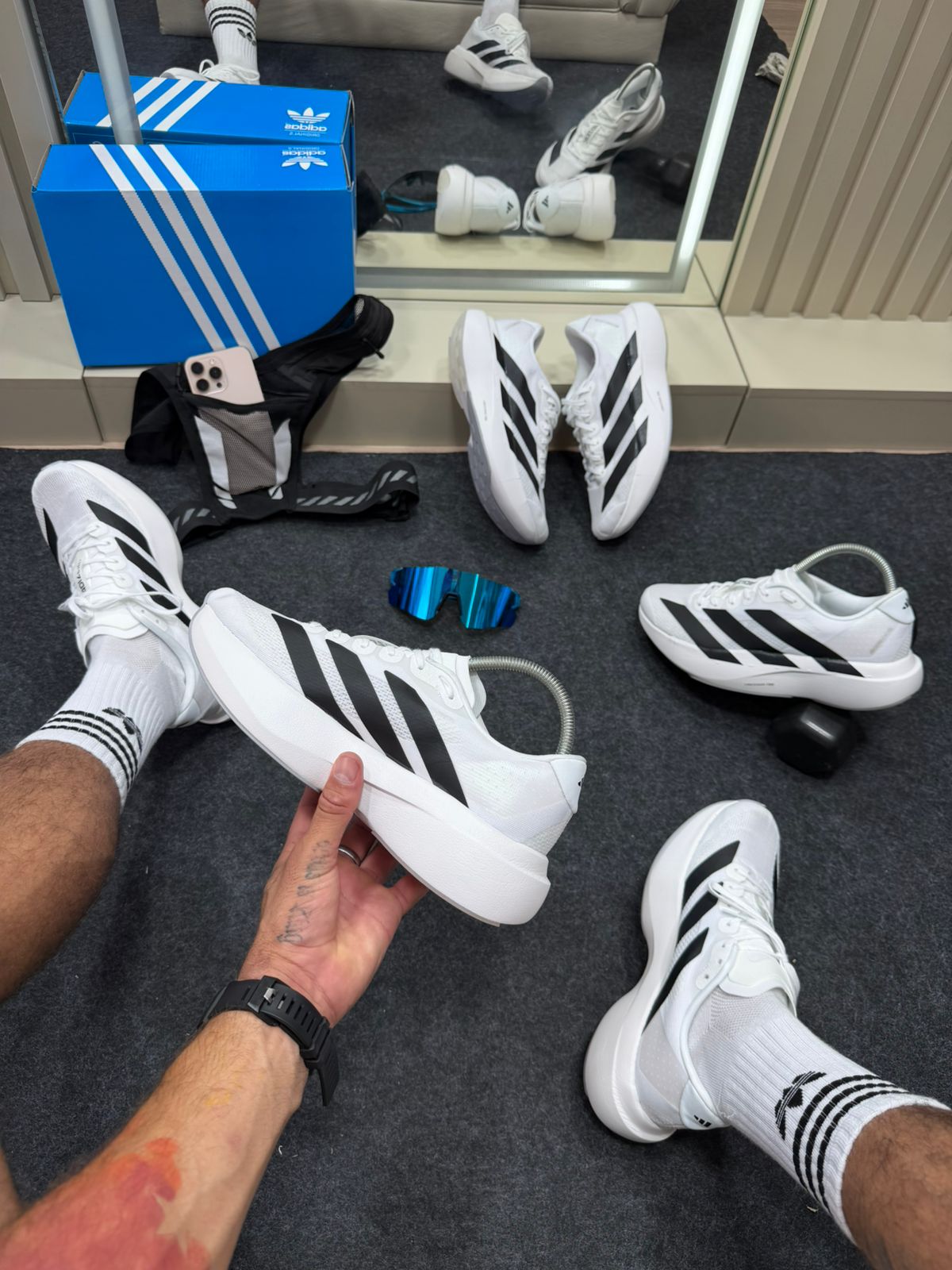 Adidas Adizero Branco e Preto Masculino