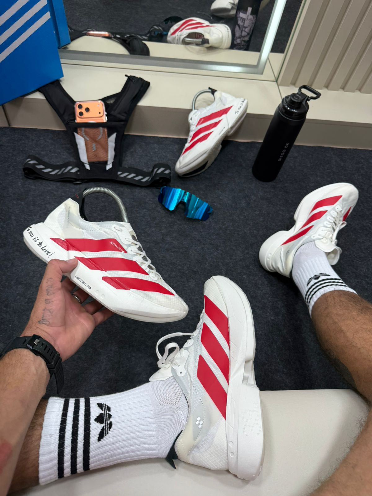Adidas Adizero Branco e Vermelho