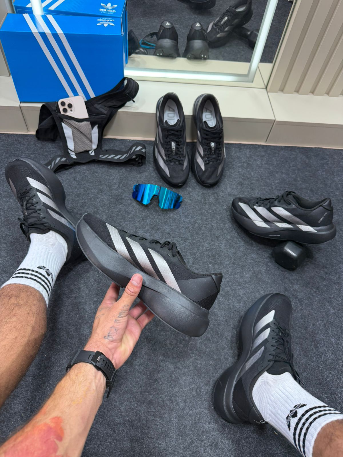 Adidas Adizero Prata e Preto Masculino