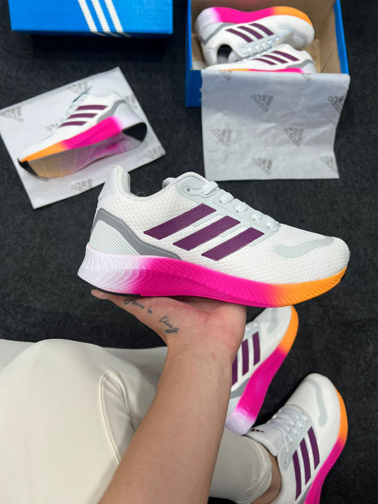 Adidas Falcon Premium Branco Rosa e Laranja