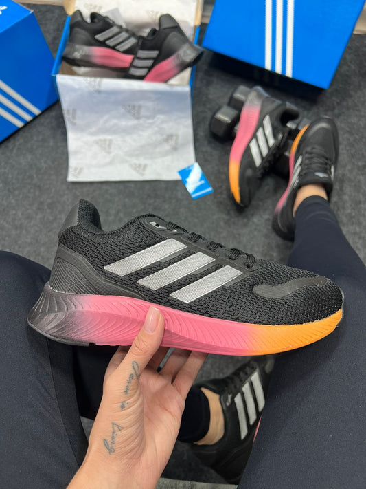 Adidas Falcon Premium Preto com Prata e Rosa Atacado