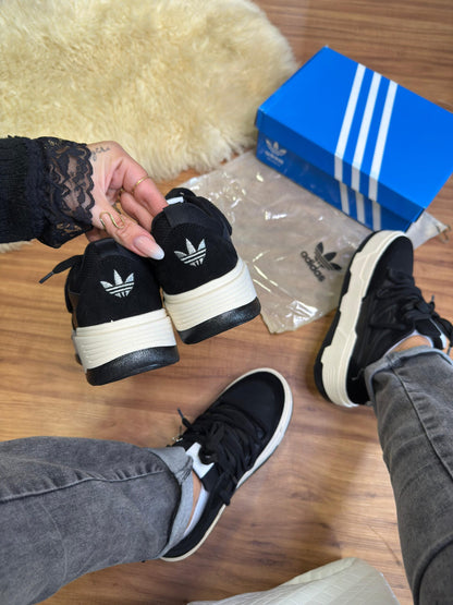 Adidas Plataforma Cadarço Duplo Preto / Marrom e Bege