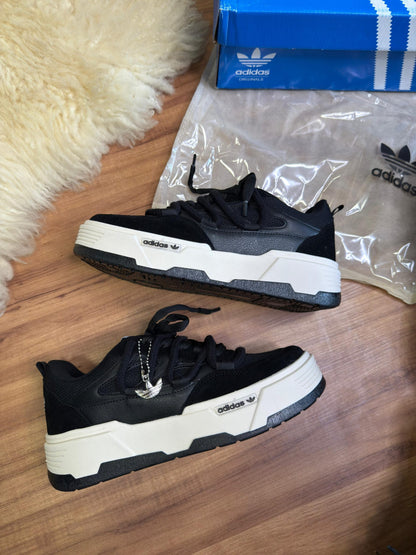 Adidas Plataforma Cadarço Duplo Preto / Marrom e Bege