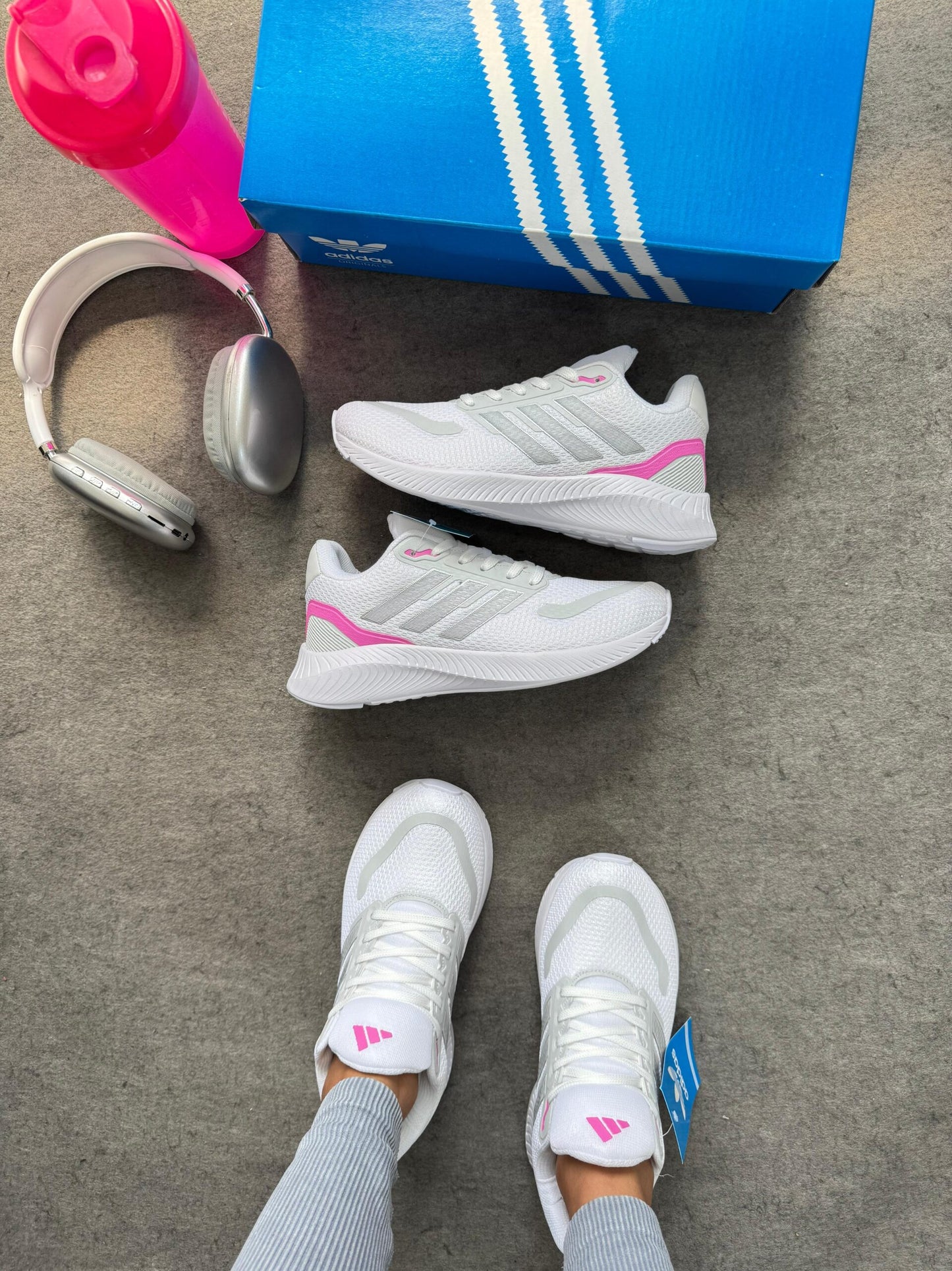 Adidas Run Falcon Branco Rosa Atacado