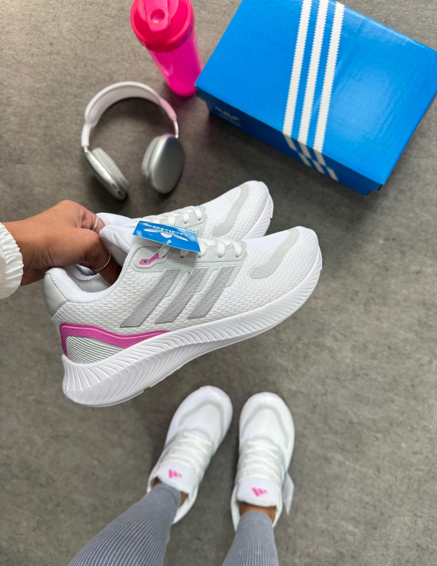 Adidas Run Falcon Branco Rosa Atacado