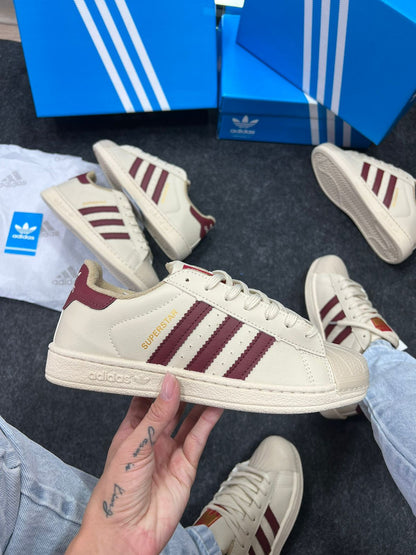 Adidas Superstar Premium Bege Bordô Atacado