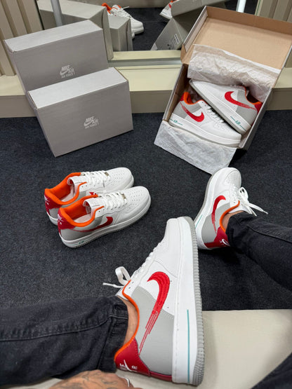 Air Force 1 Premium Branco Vermelho Laranja