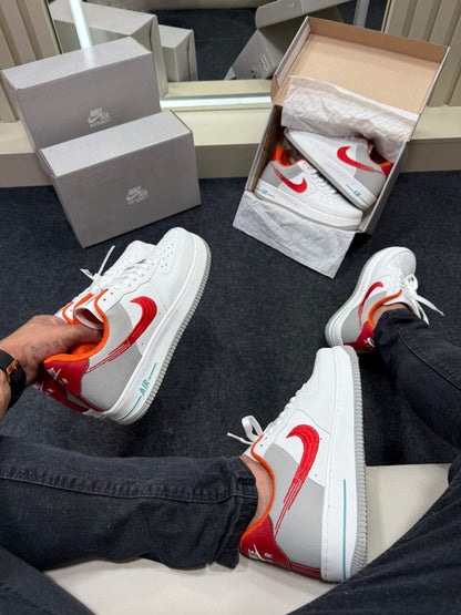 Air Force 1 Premium Branco Vermelho Laranja