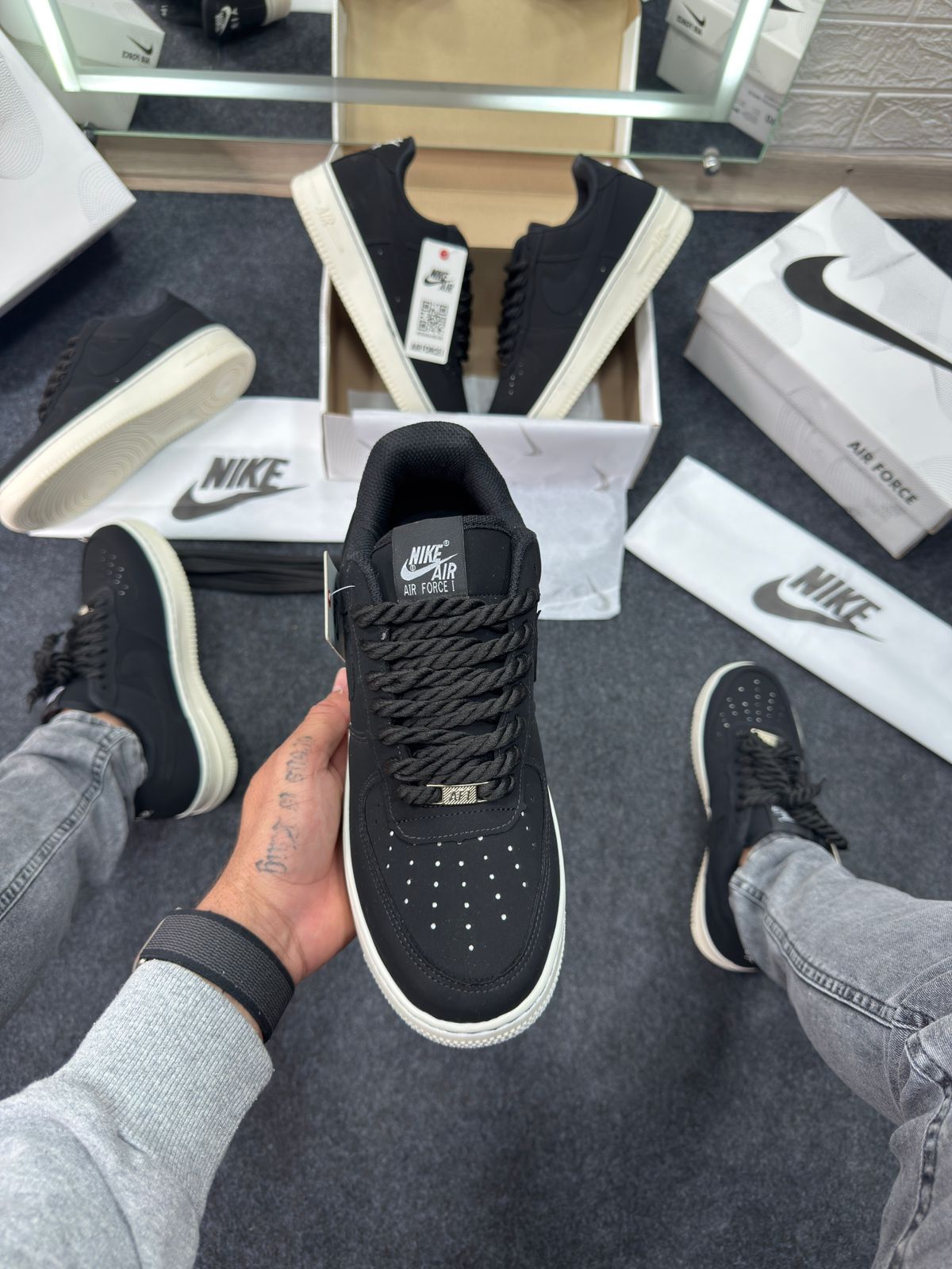 Air Force Camurça Preto Branco Atacado