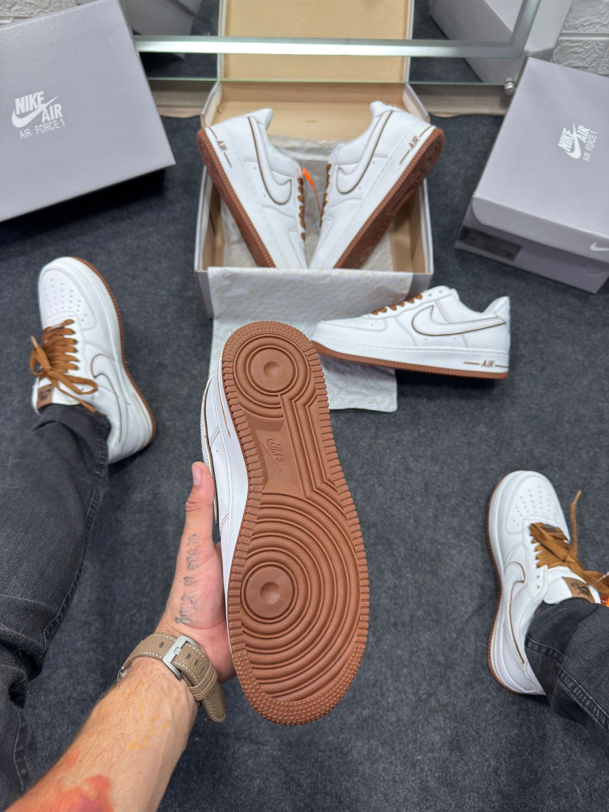 Air Force Prime Luxo Branco e Marrom Atacado