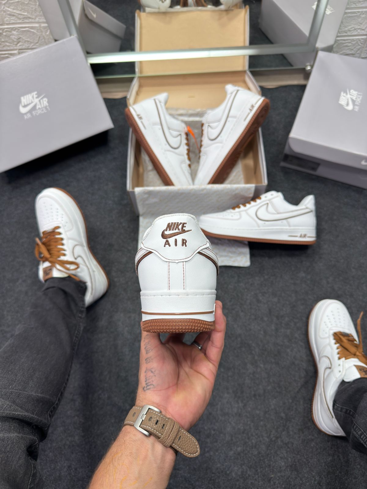 Air Force Prime Luxo Branco e Marrom Atacado