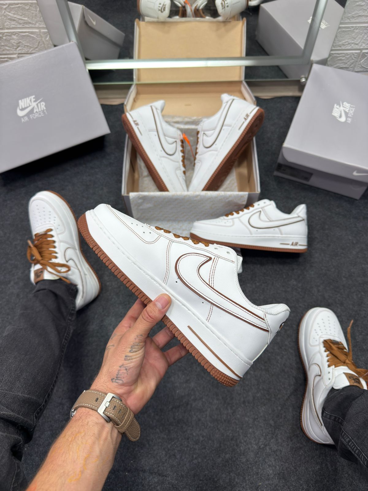 Air Force Prime Luxo Branco e Marrom Atacado