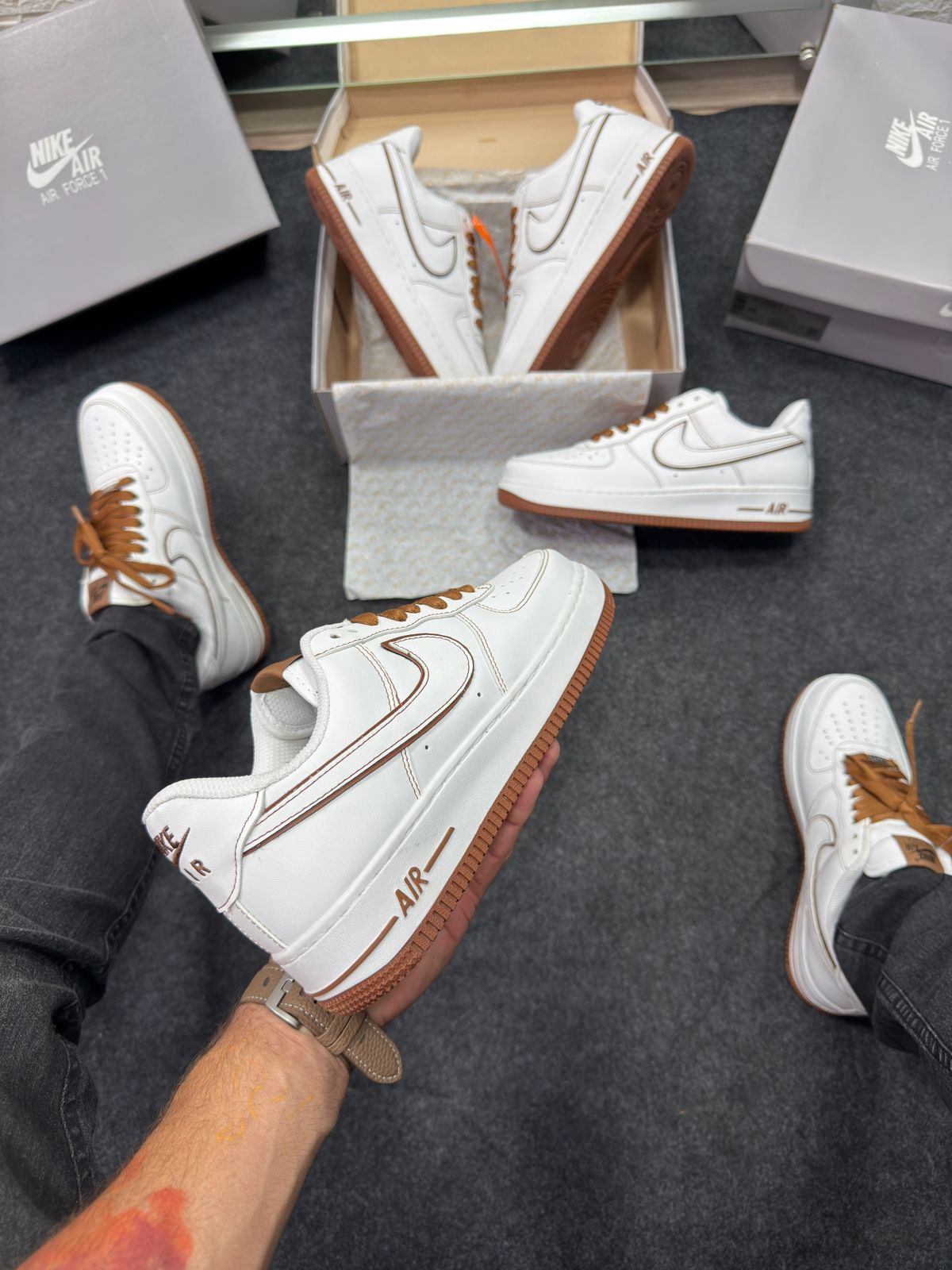 Air Force Prime Luxo Branco e Marrom Atacado