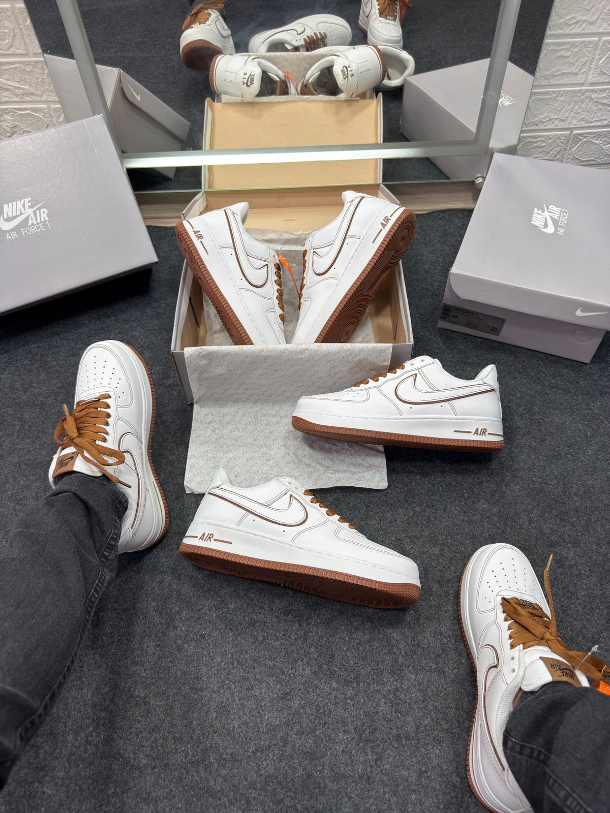 Air Force Prime Luxo Branco e Marrom Atacado