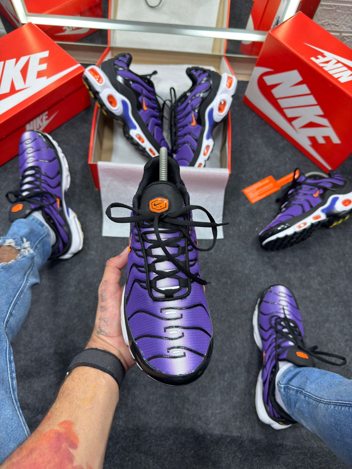 Air Max TN Plus Premium Roxo e Laranja Atacado