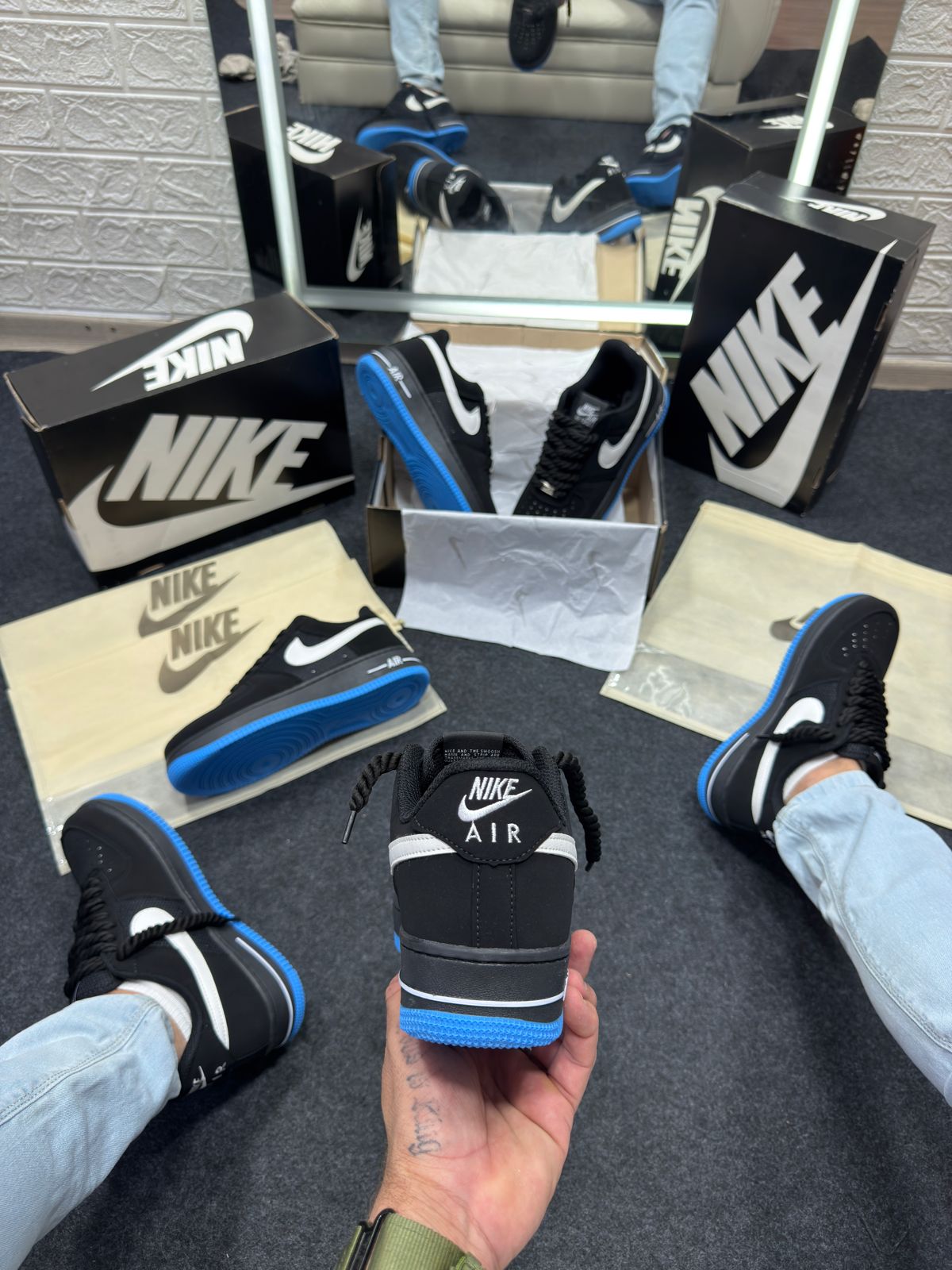 Nike AF1 PRIME Preto e Azul Atacado