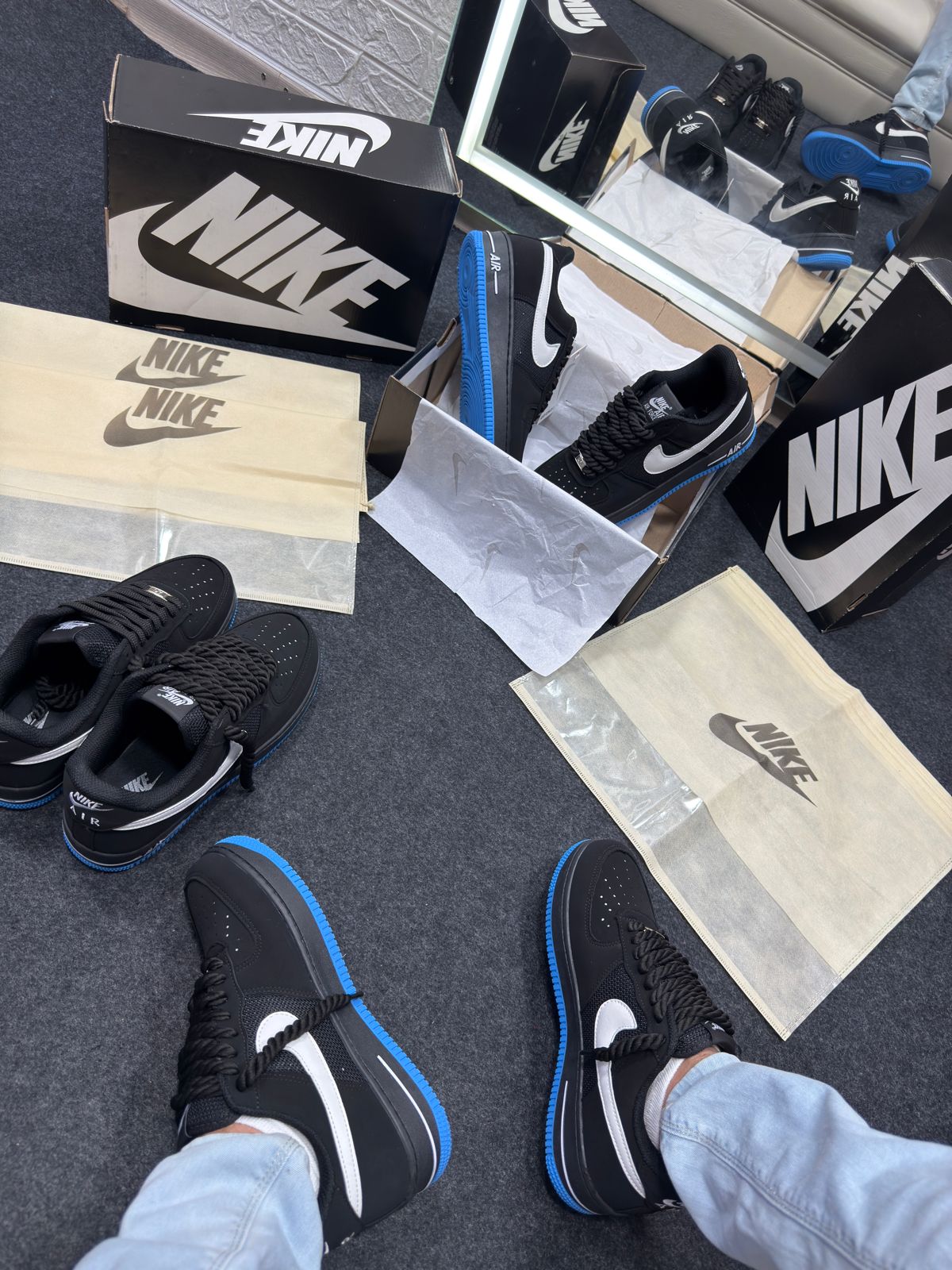 Nike AF1 PRIME Preto e Azul Atacado