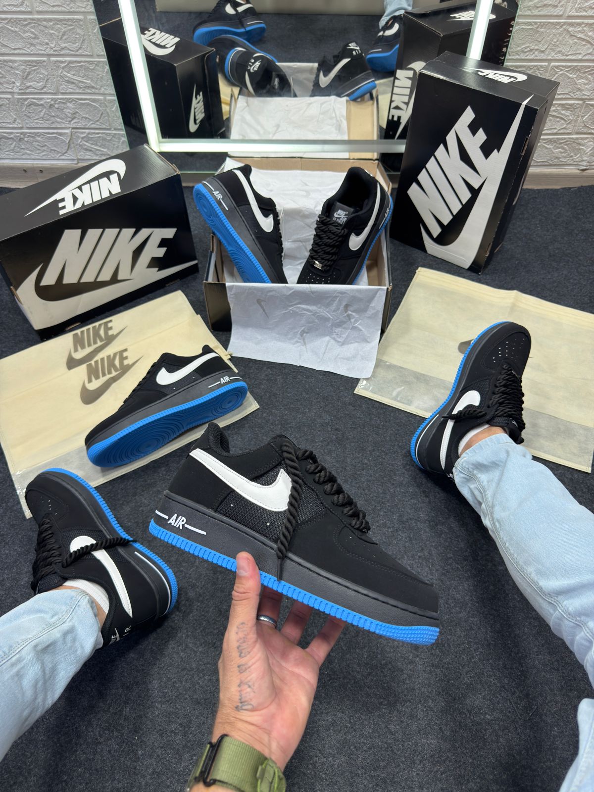 Nike AF1 PRIME Preto e Azul Atacado