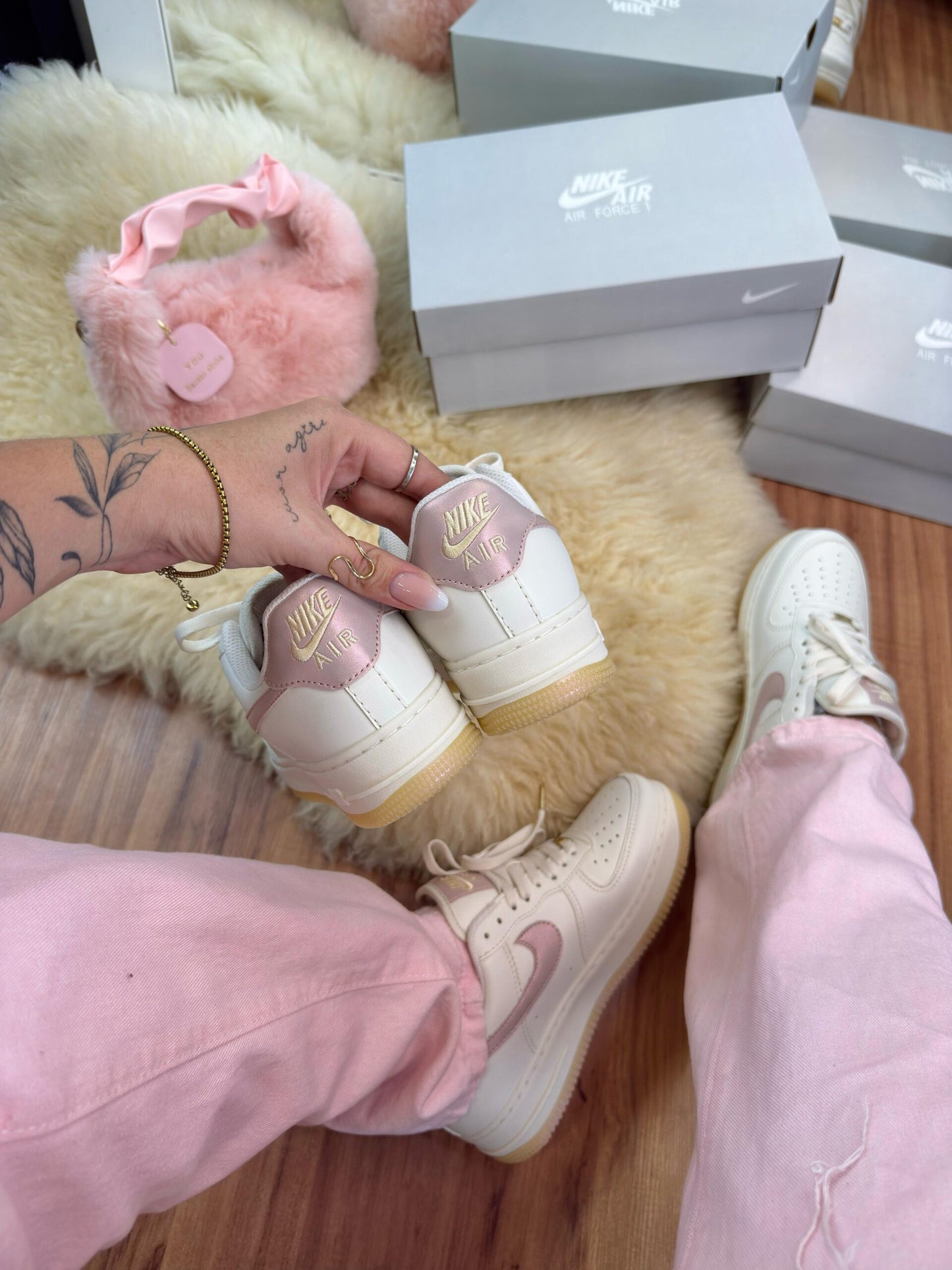 Nike Air Force Linha Prime Off White Rose Cintilante