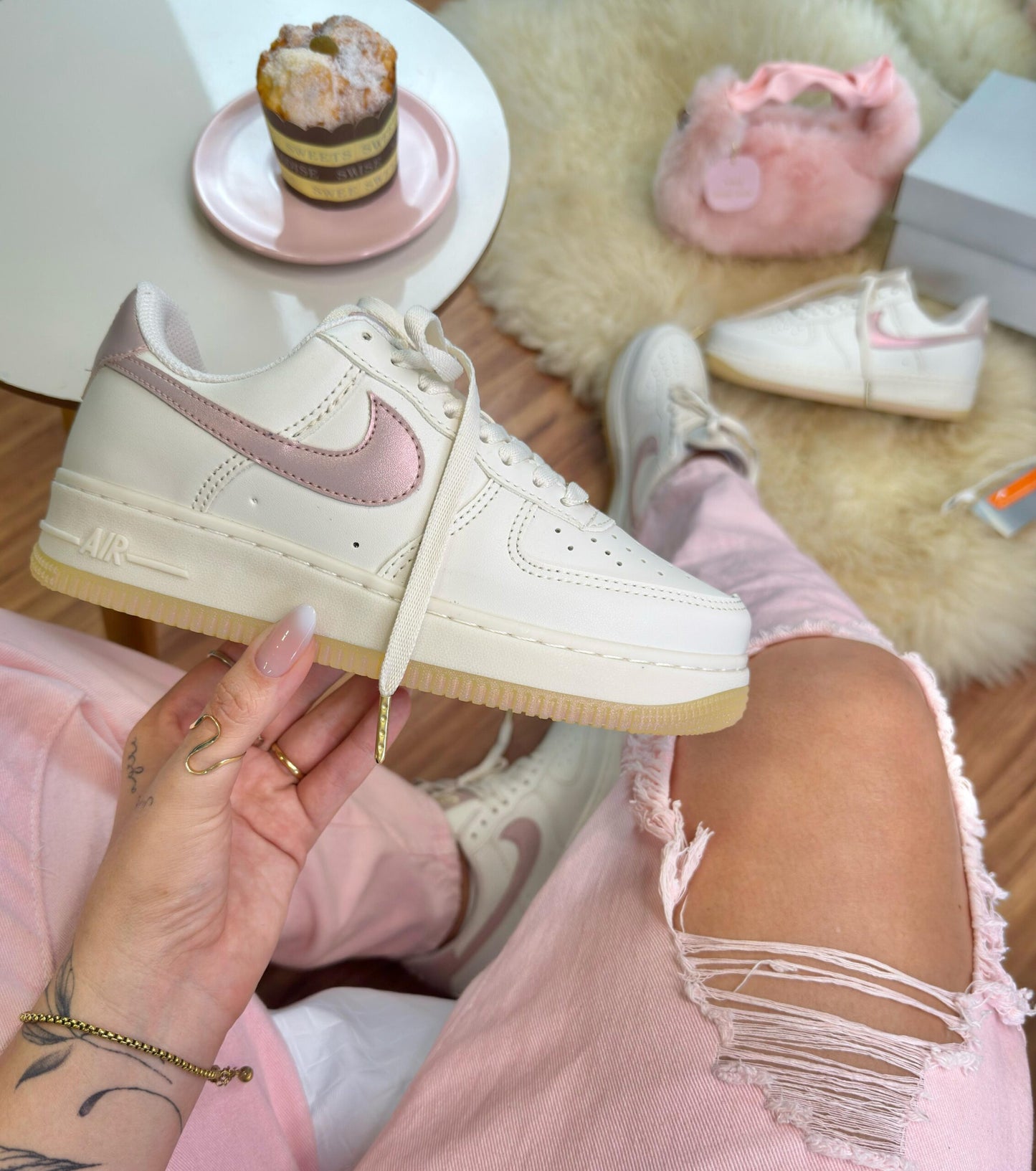 Nike Air Force Linha Prime Off White Rose Cintilante