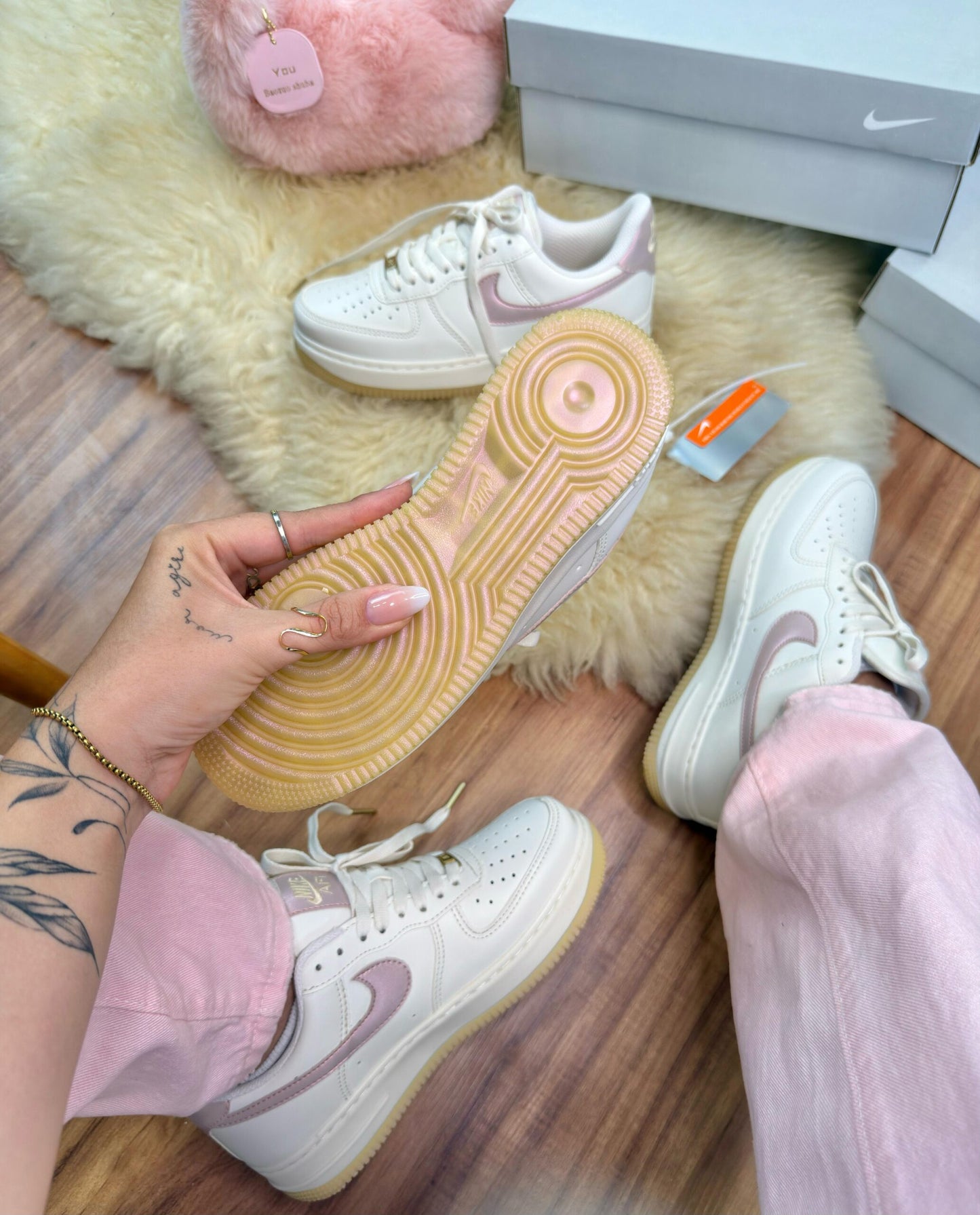 Nike Air Force Linha Prime Off White Rose Cintilante