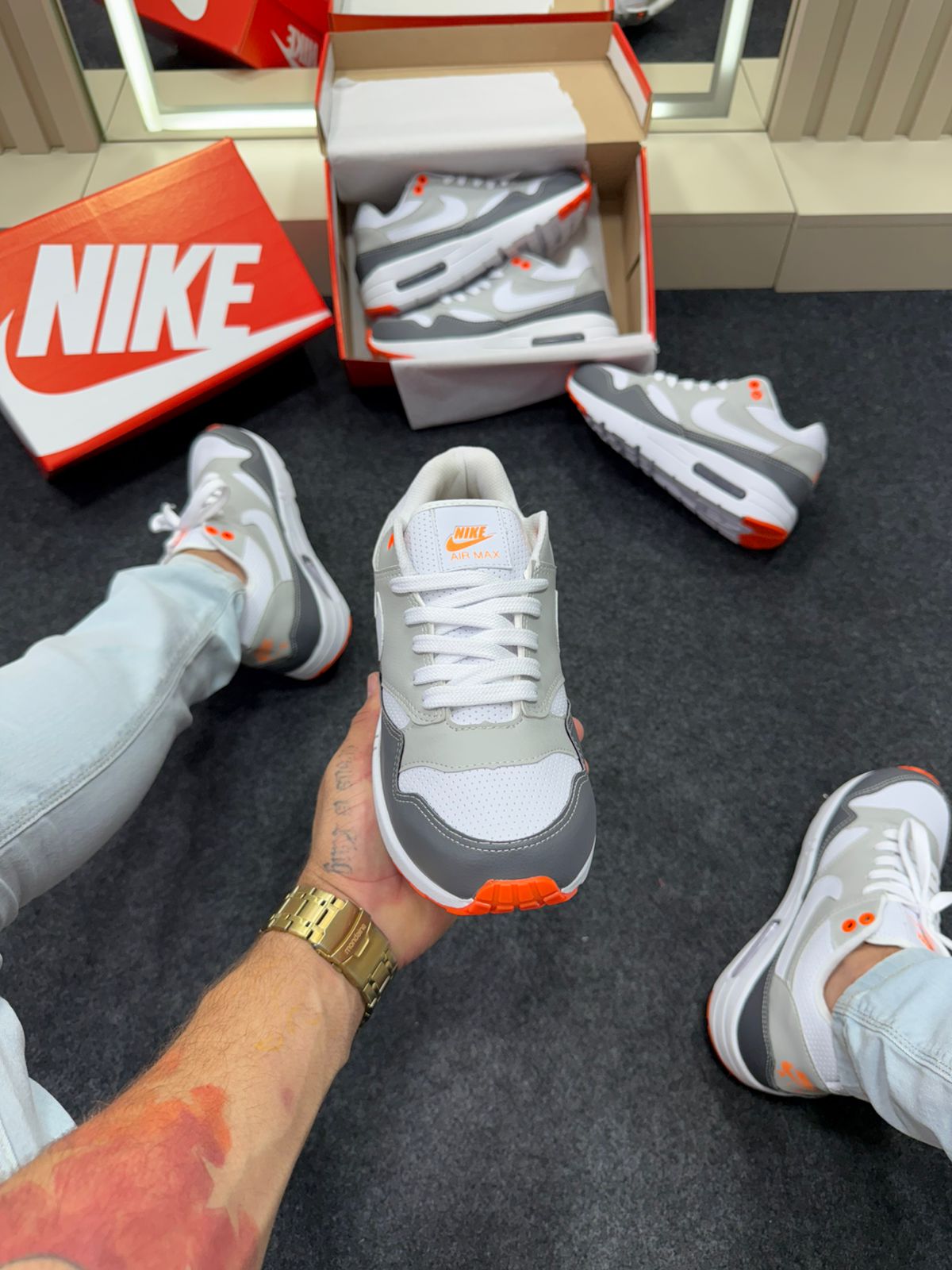 Nike Air Max 90 Cinza Branco