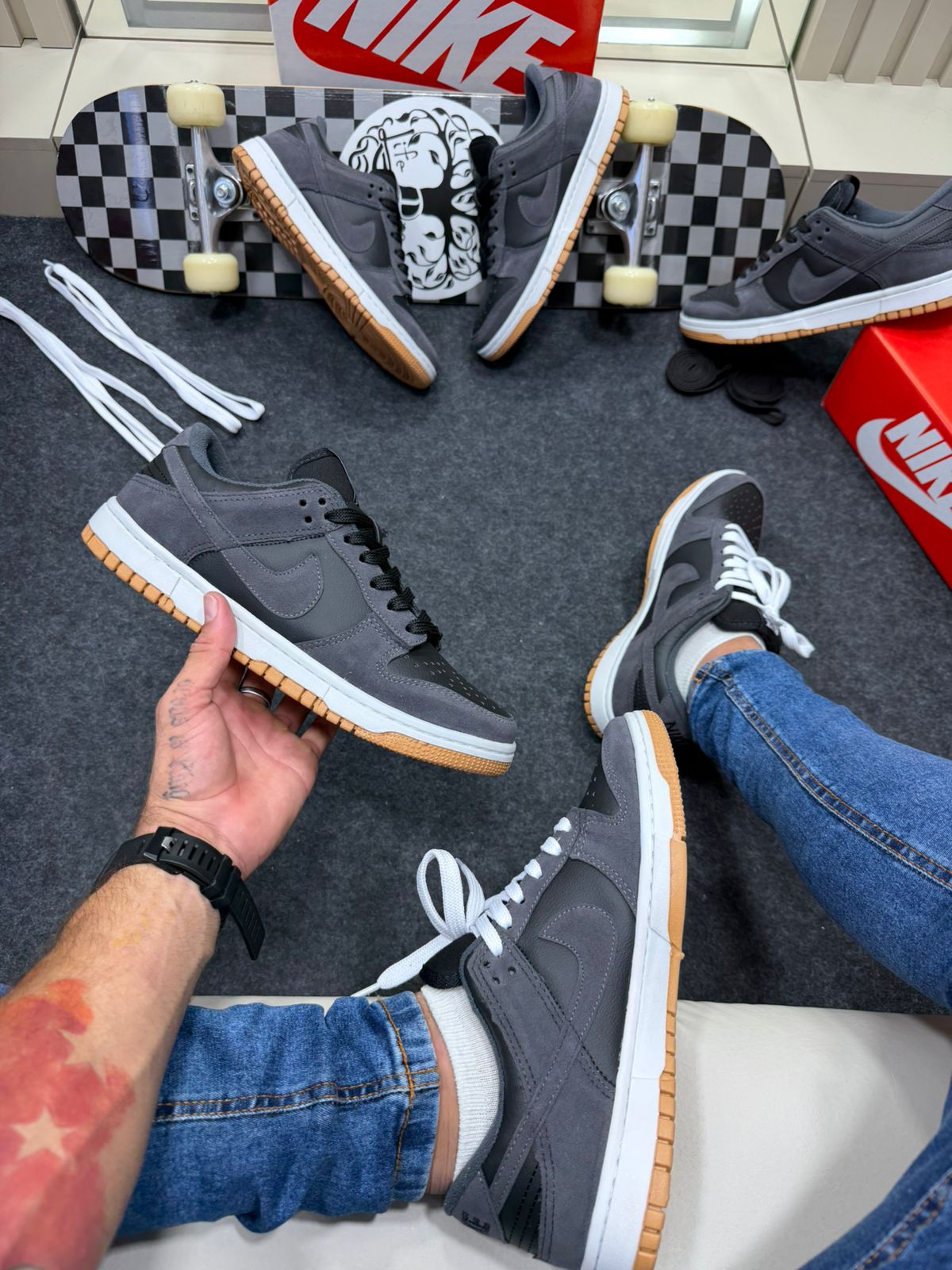 Nike Sb Dunk Low Premium Cinza Camurça