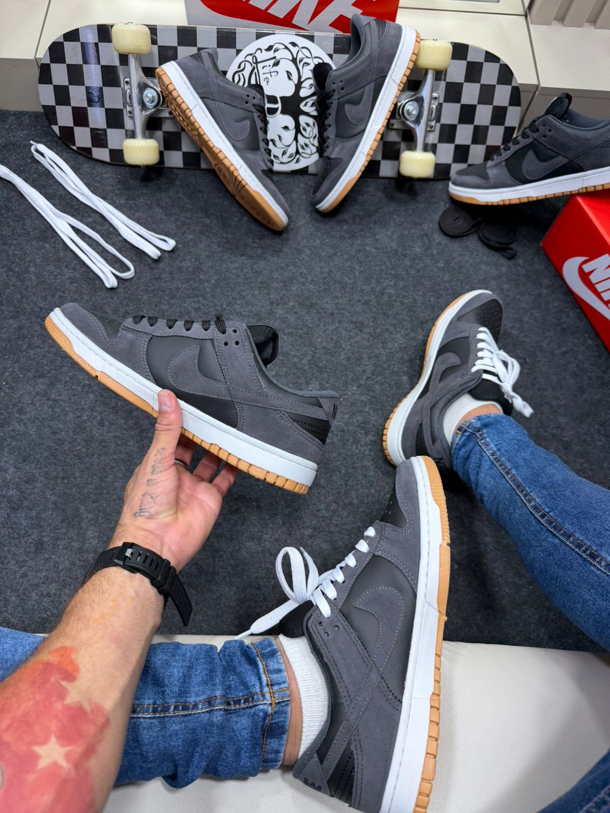 Nike Sb Dunk Low Premium Cinza Camurça