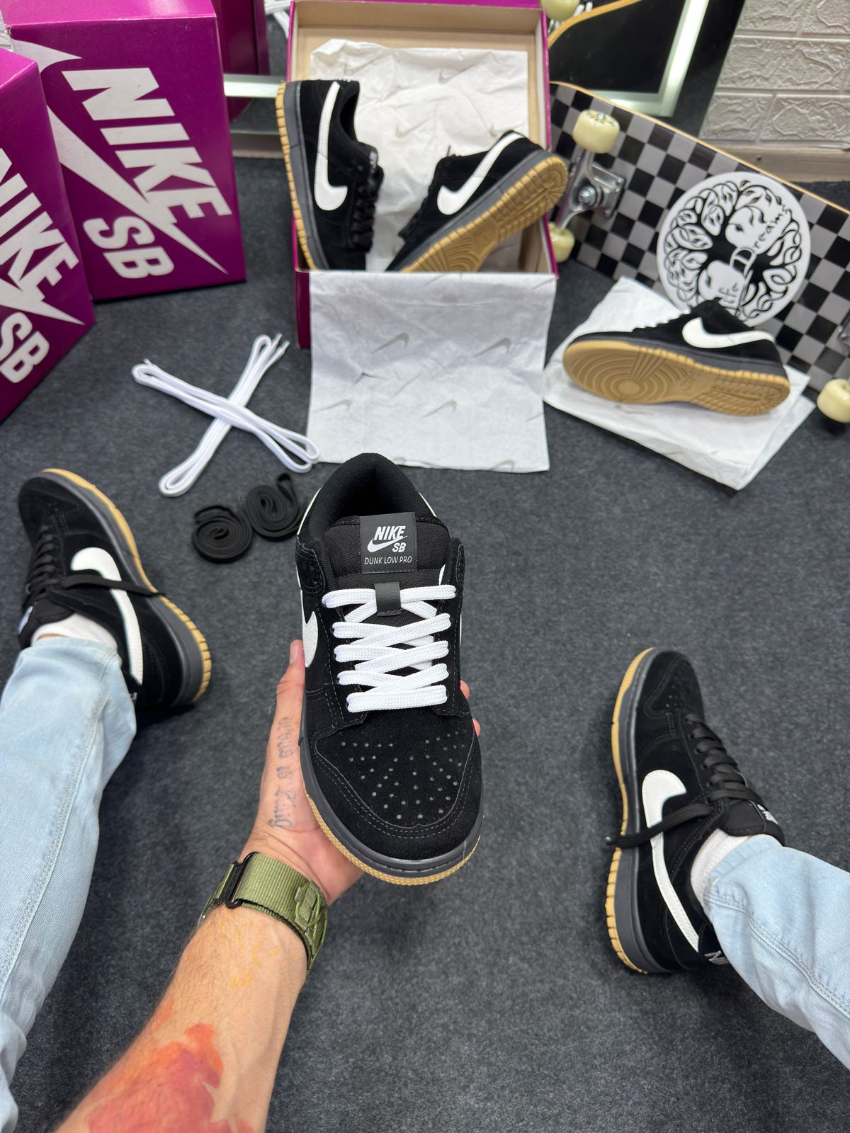 Nike Sb Dunk Low Pro Preto Camurça Atacado