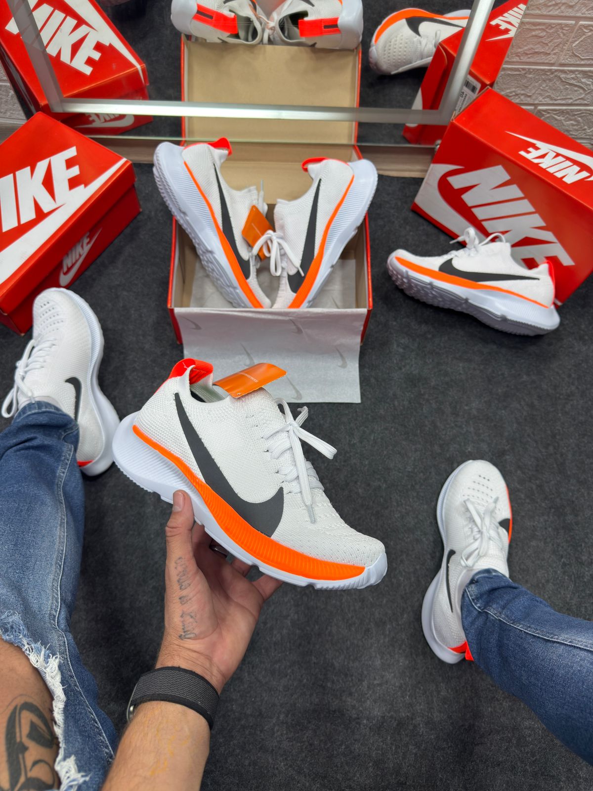 Nike Zoom Kinit Vapor Fly Laranja e Branco Atacado