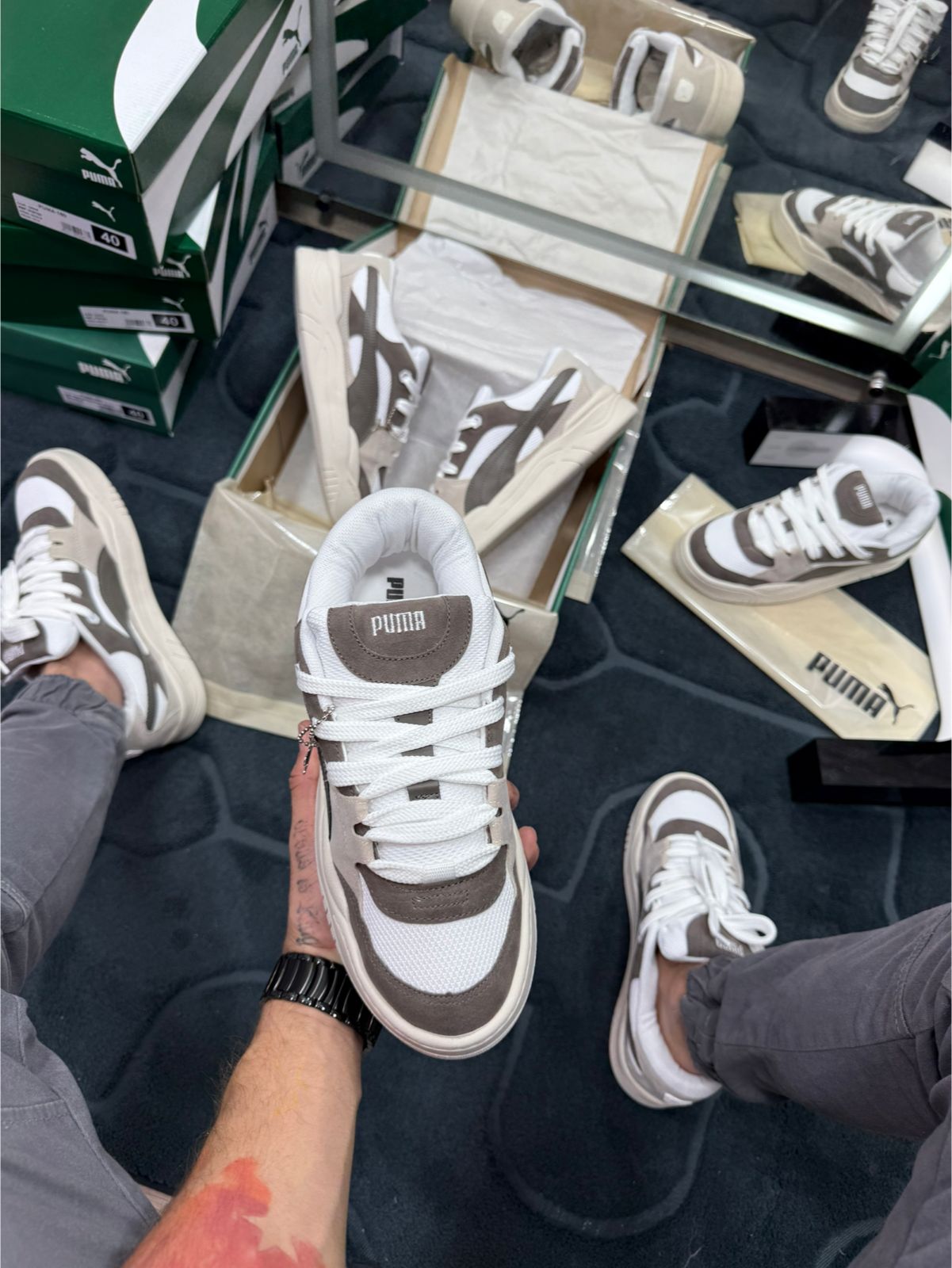 Puma Camurça Premium Marrom e Branco