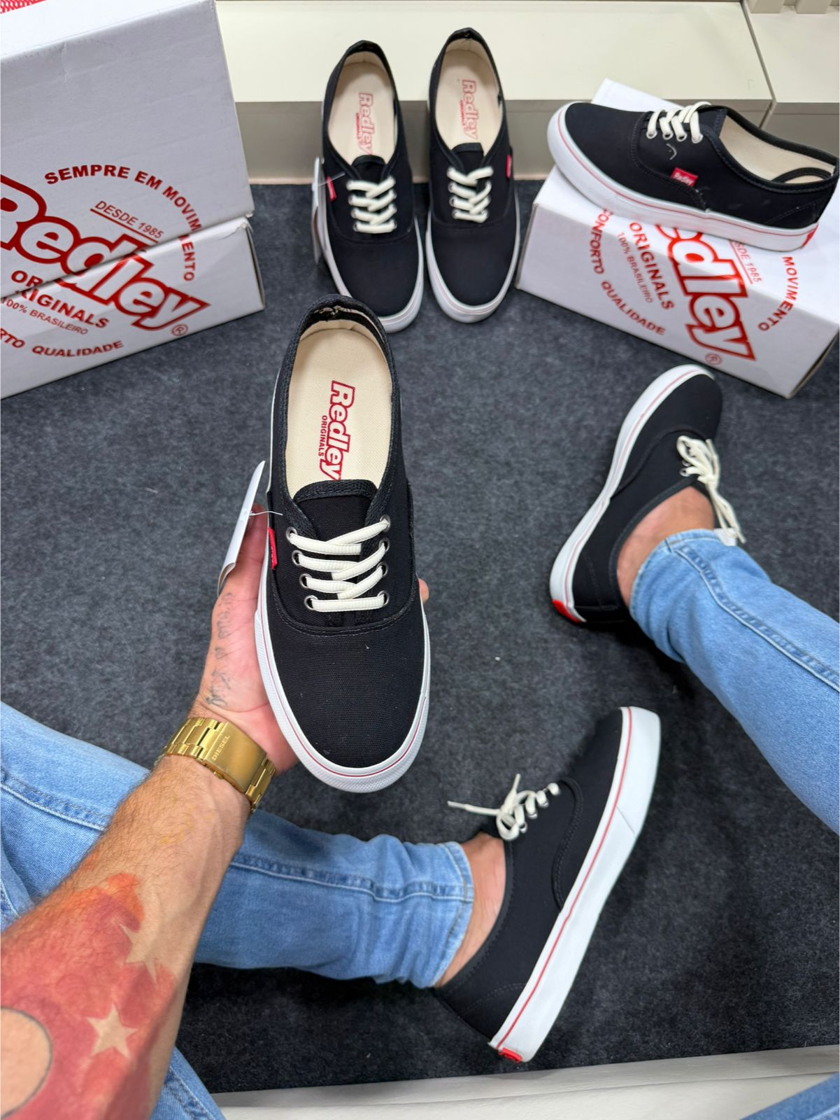 Tênis Redley Vulcanizado Premium Preto e Branco