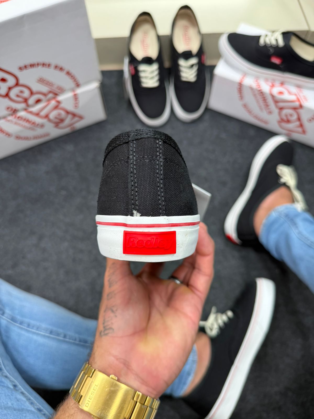 Tênis Redley Vulcanizado Premium Preto e Branco