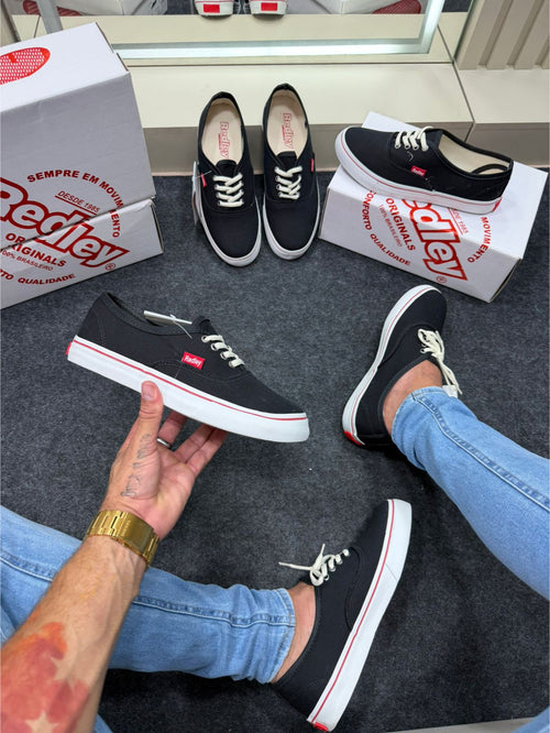 Tênis Redley Vulcanizado Premium Preto e Branco